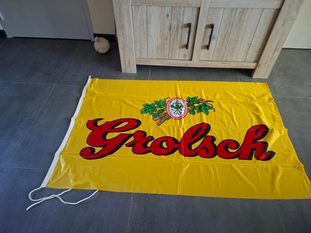 Grolsch vlag geel, Ophalen of Verzenden, Zo goed als nieuw, Reclamebord