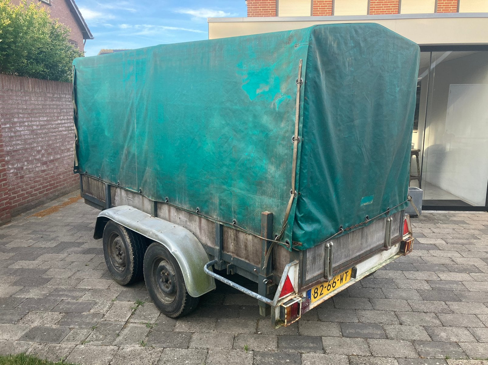 Dichte gesloten huif aanhanger tandemasser, Auto diversen, Ophalen, Gebruikt