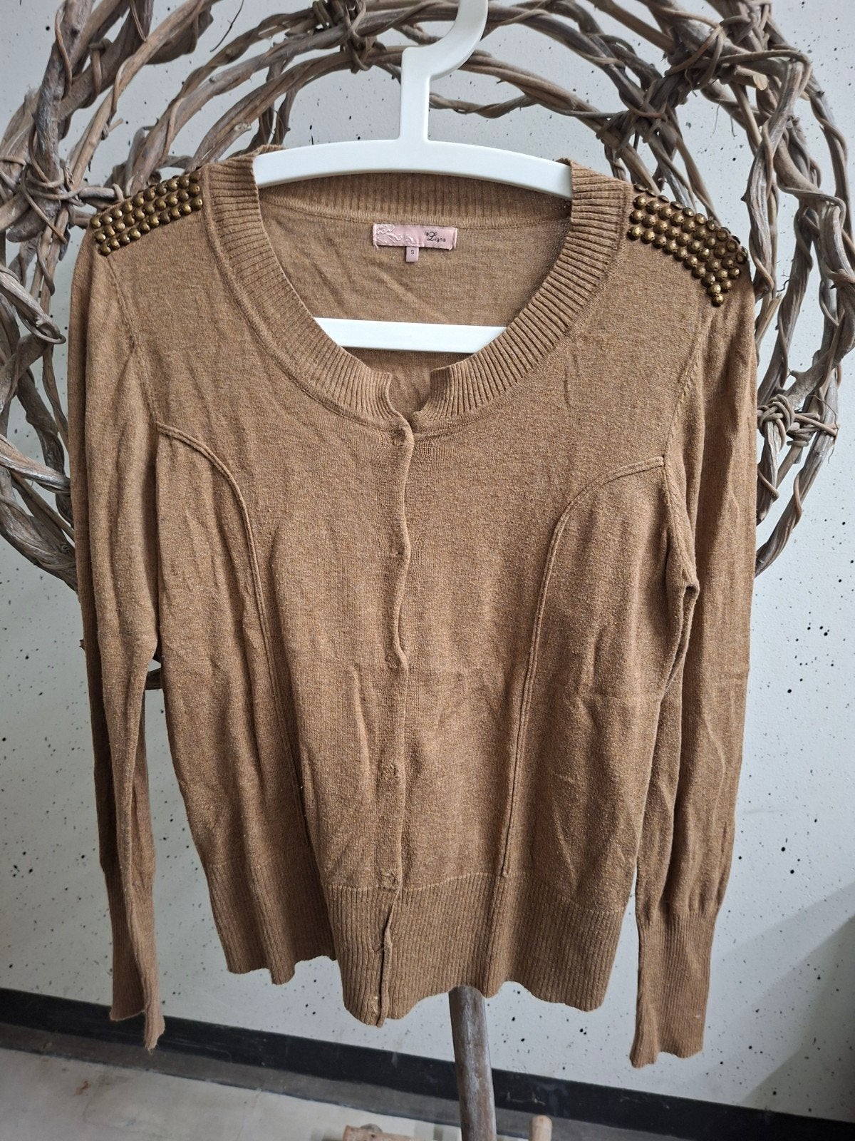 La Ligna vest met studs, maat S, Bruin, Ophalen of Verzenden, Maat 36 (S), Gedragen