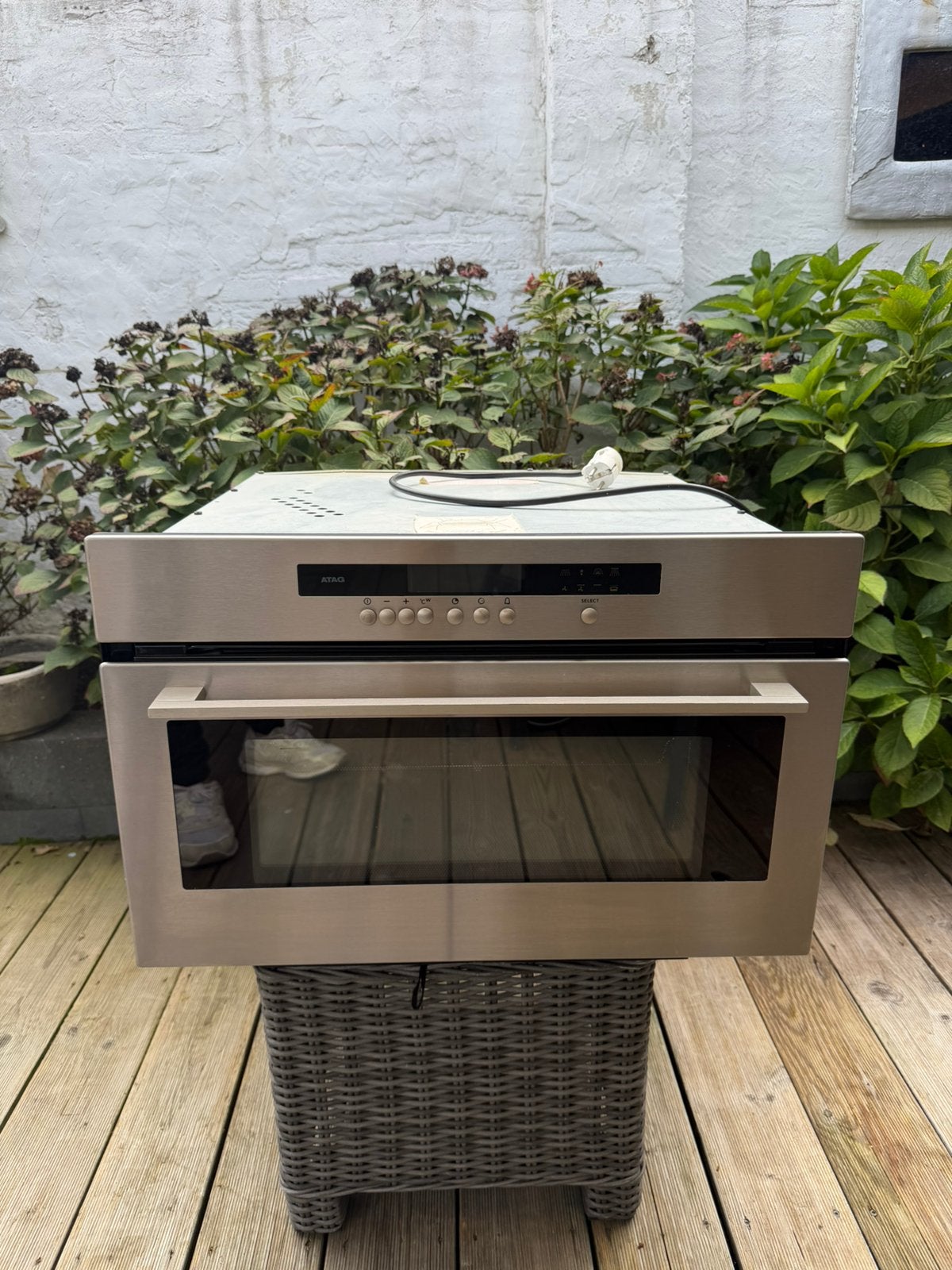 Atag combimagnetron inbouw 38x60, Ophalen, 45 tot 50 cm, Gebruikt, Combi-oven