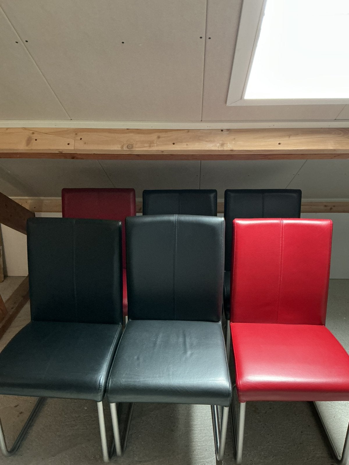 Leren eetkamerstoelen., Ophalen, Zwart, Leer, Zo goed als nieuw