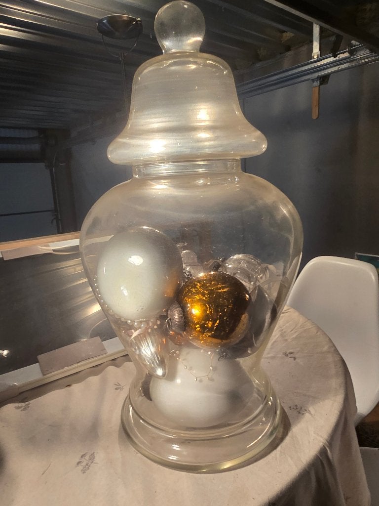 Grote glazen voorraadpot / snoeppot met deksel – decoratief, Voorraadpot, Ophalen, Zo goed als nieuw, Glas