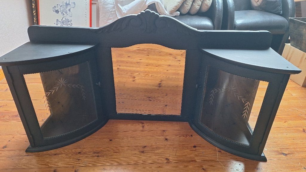 vitrine kastje, brocante, geslepen spiegel,, Ophalen