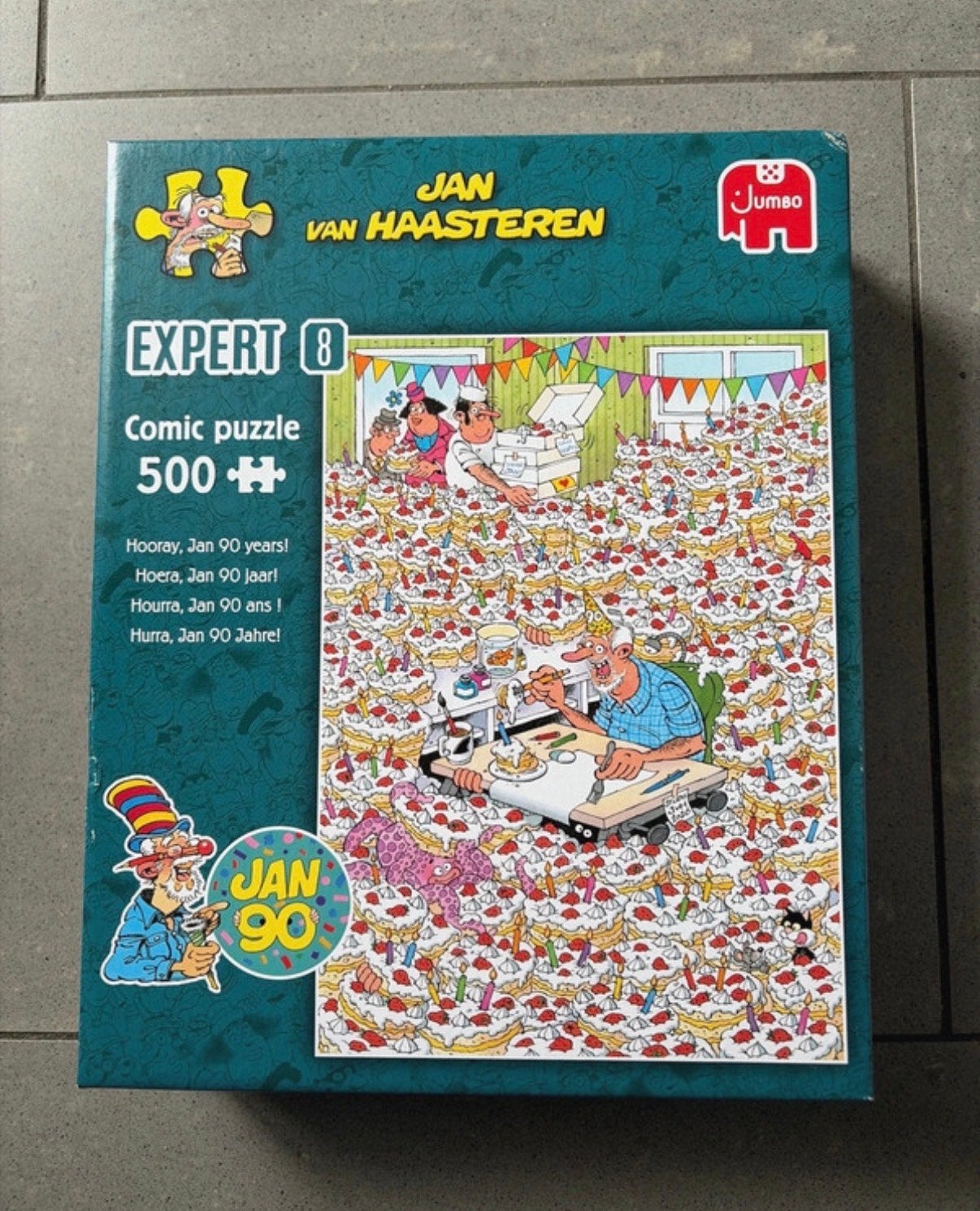 Jan van Haasteren Expert 8 - Hoera, Jan 90 jaar! 500 stukjes, Ophalen of Verzenden, Minder dan 500 stukjes, Gebruikt, Legpuzzel