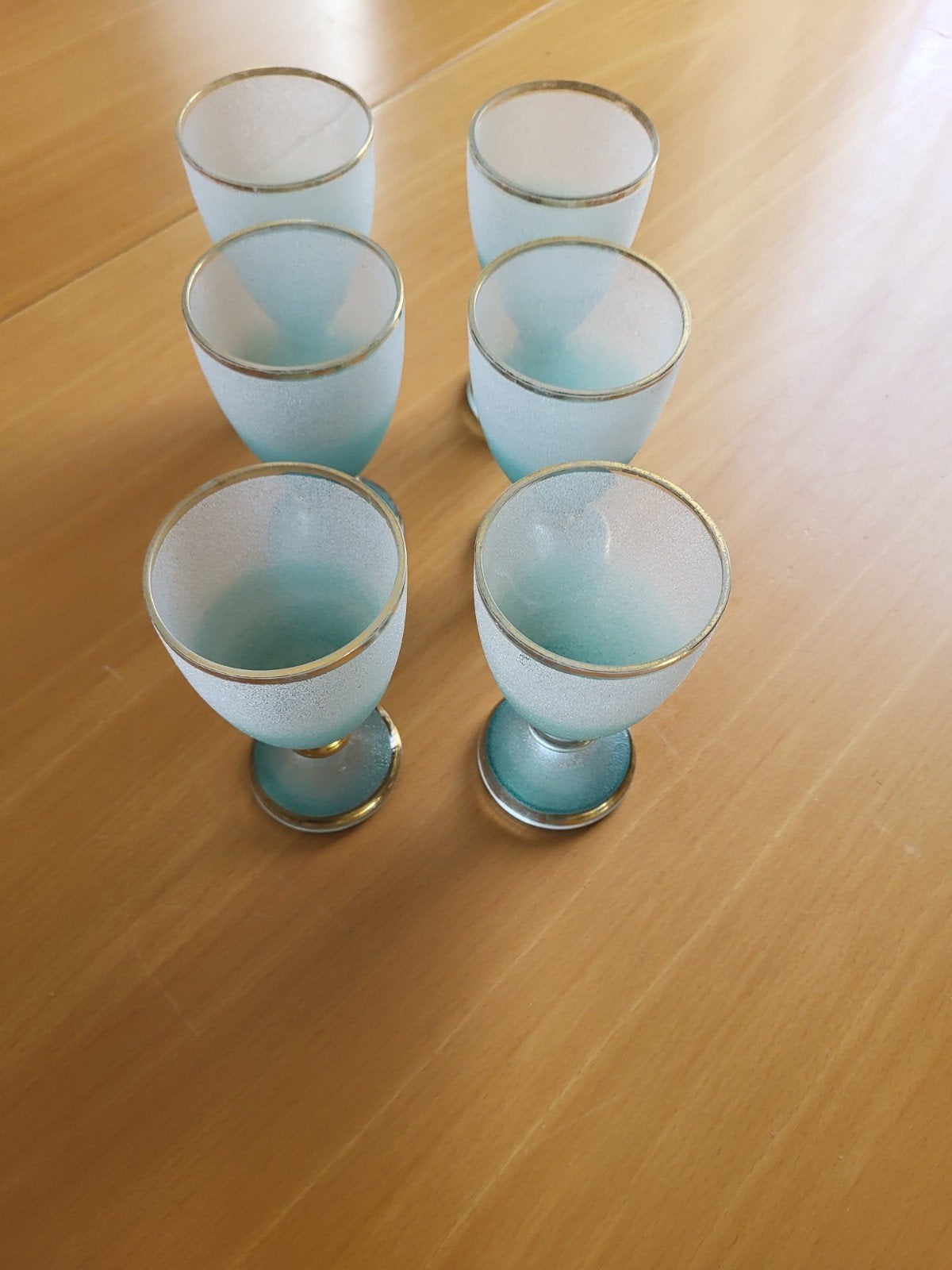 Set van 6 vintage  glazen met goudkleurige rand, Antiek en Kunst, Ophalen of Verzenden