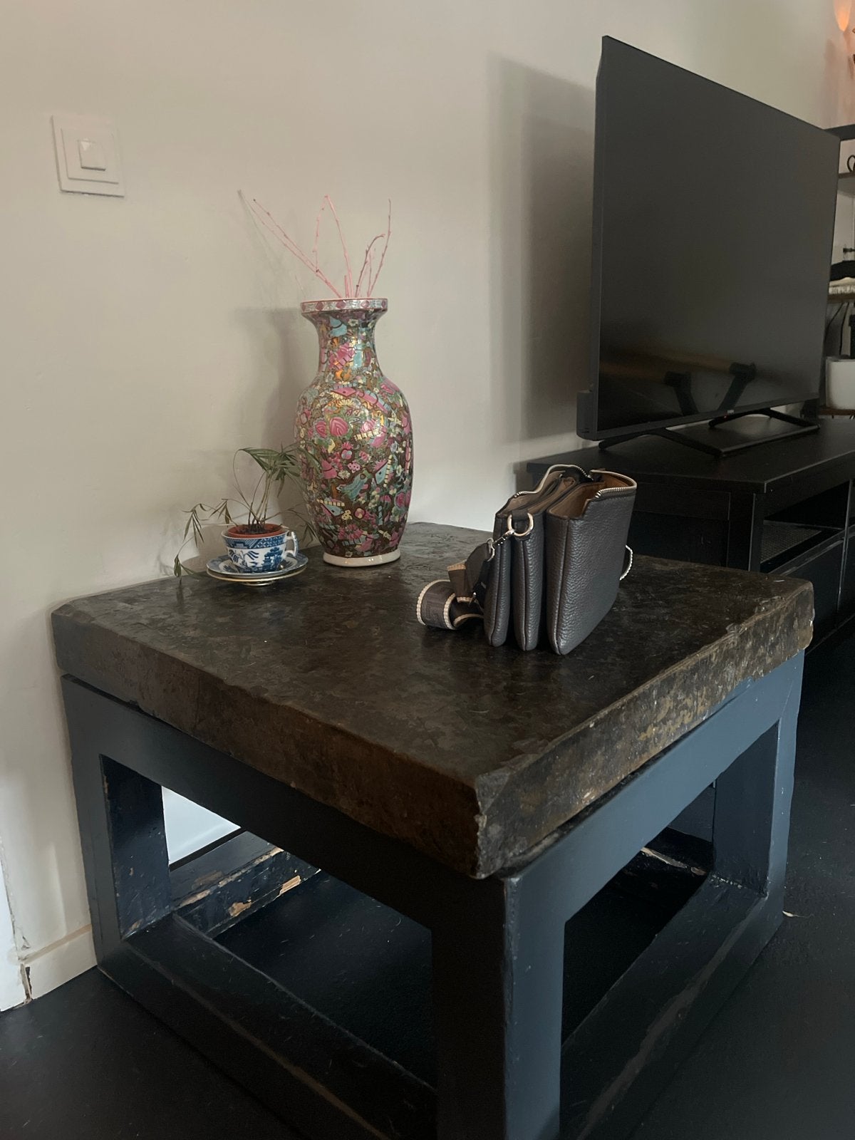 Gratis tafel met natuurstenen blad, Ophalen, Gebruikt, Vierkant, 50 tot 100 cm