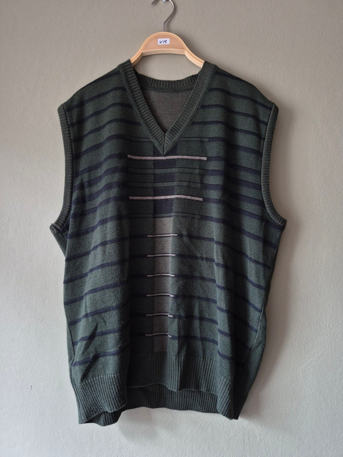 Vintage Heren Gebreid Vest | Mouwloos | Maat L  Jaren '80/'9, Kleding | Heren, Maat 52/54 (L), ScotsPine, Vintage, Ophalen of Verzenden