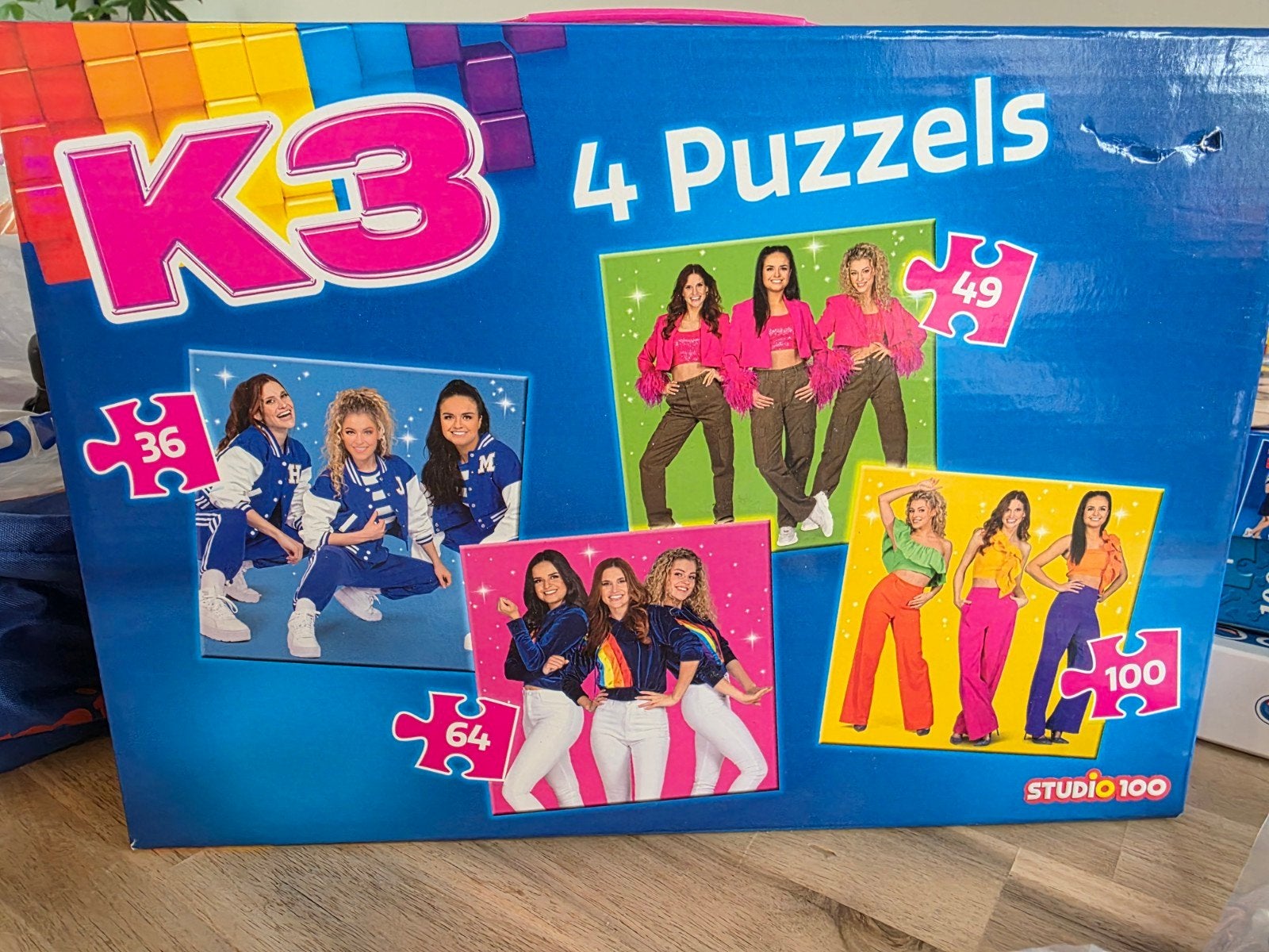 K3 Puzzelset - 4 Puzzels in één doos, Ophalen of Verzenden, Meer dan 50 stukjes, Nieuw, 4 tot 6 jaar
