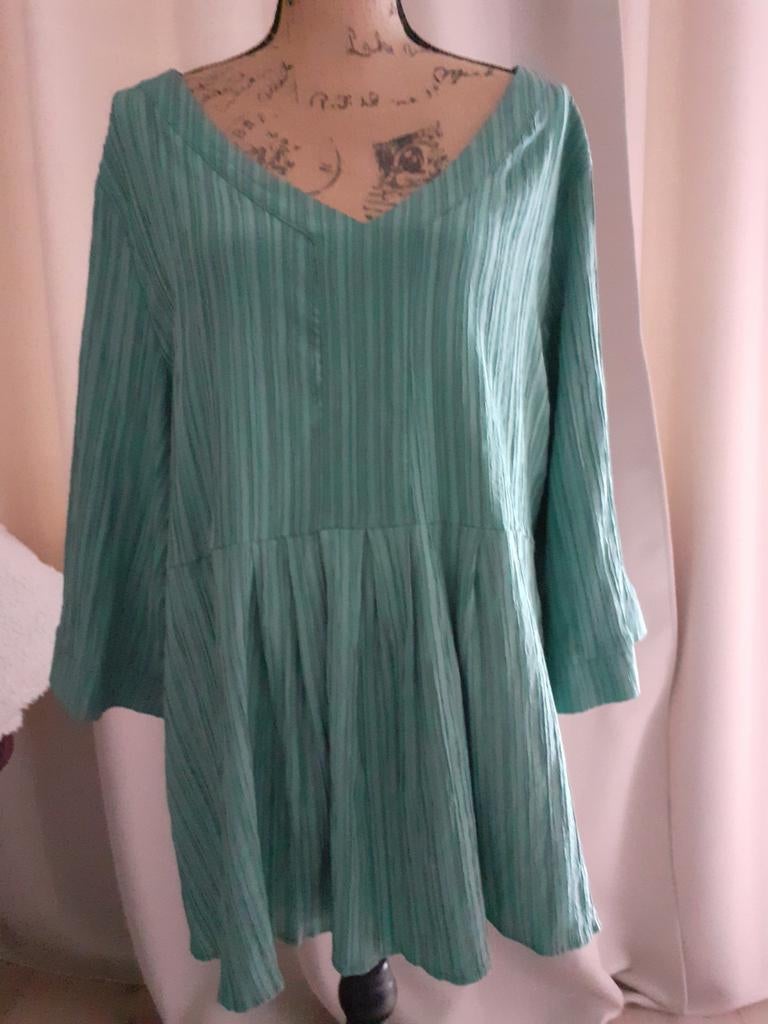Leuke turquoise blauwe tuniek maat 48, Blauw, Blouse of Tuniek, Ophalen of Verzenden, Zo goed als nieuw