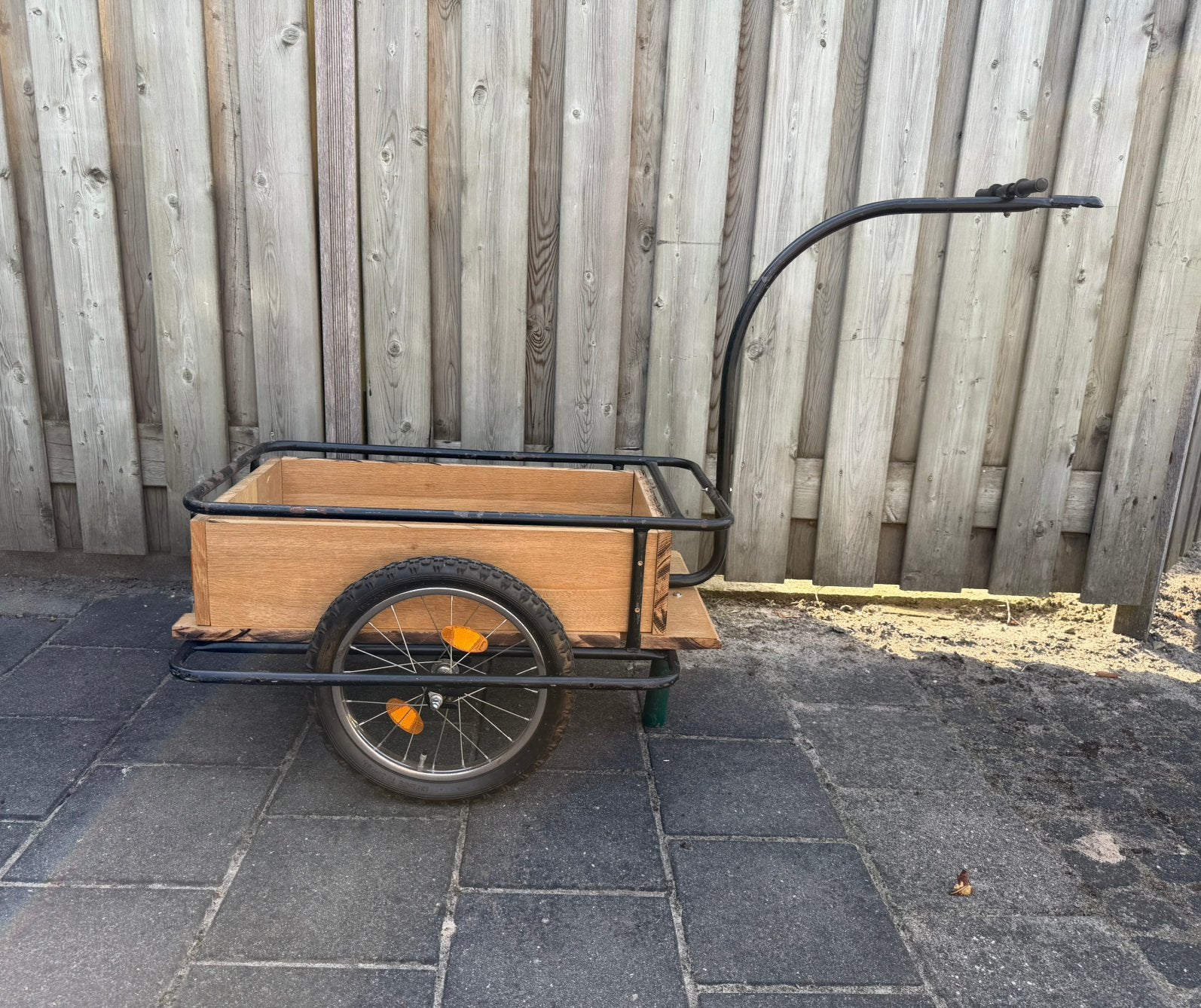 Stevige Houten Fietskar / Handkar / Viskar / aanhanger fiets, Ophalen, Zo goed als nieuw, 80 kg of meer