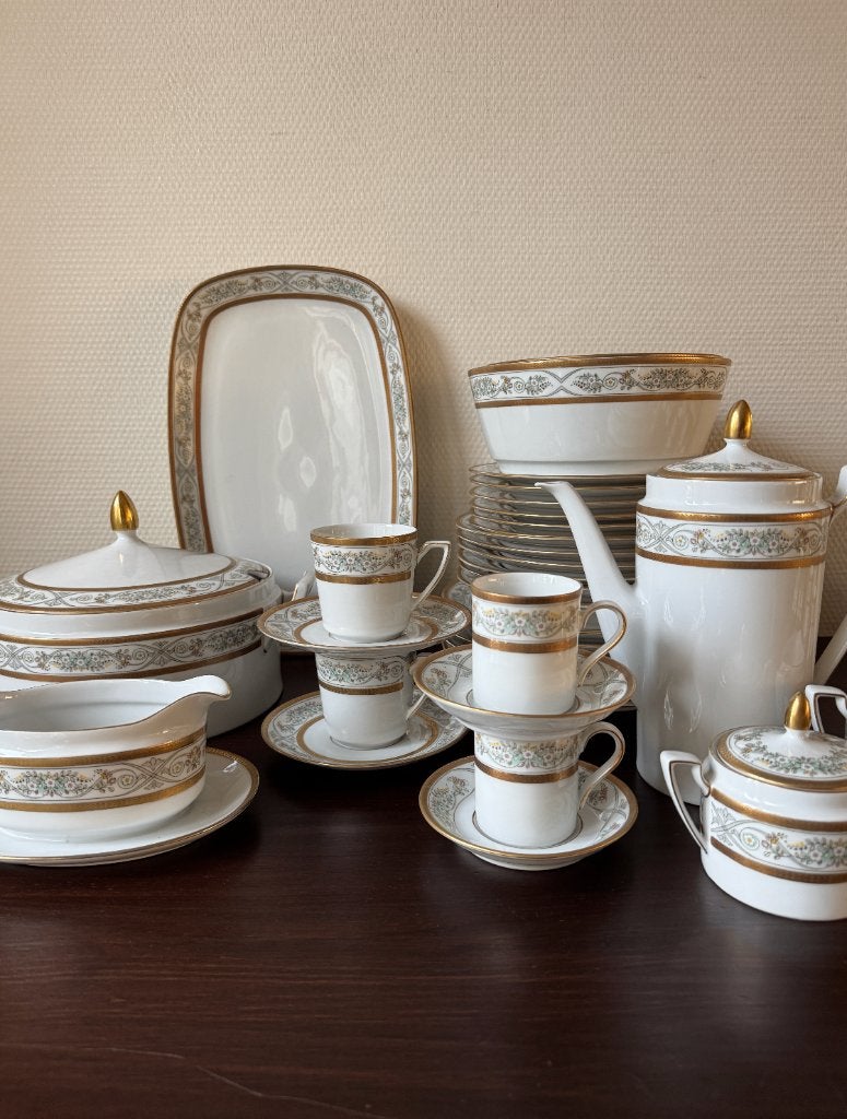Compleet 6 Persoons Goud Verguld Diner Servies Vintage, Ophalen
