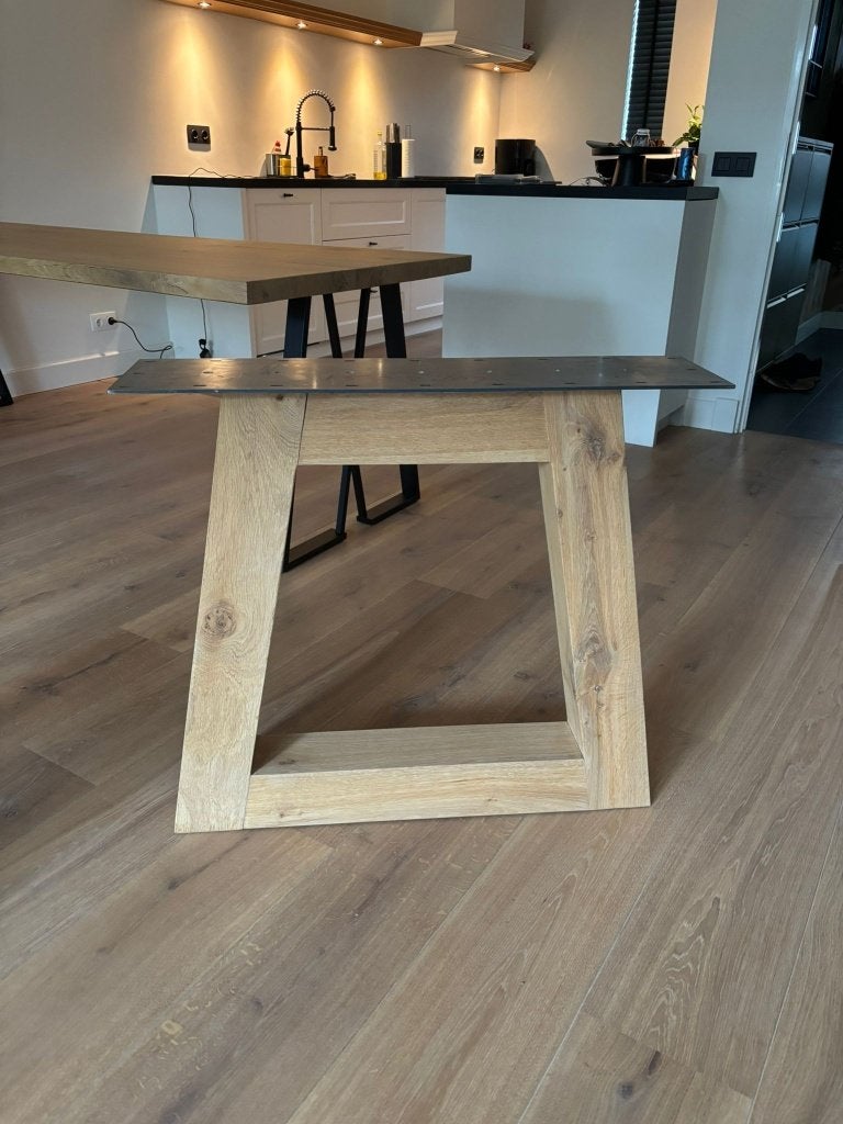 Eikenhouten Trapezium tafelpoot (2 stuks), Huis en Inrichting, Tafelonderdelen, Zo goed als nieuw, Tafelpoot, 50 tot 100 cm, 50 tot 100 cm