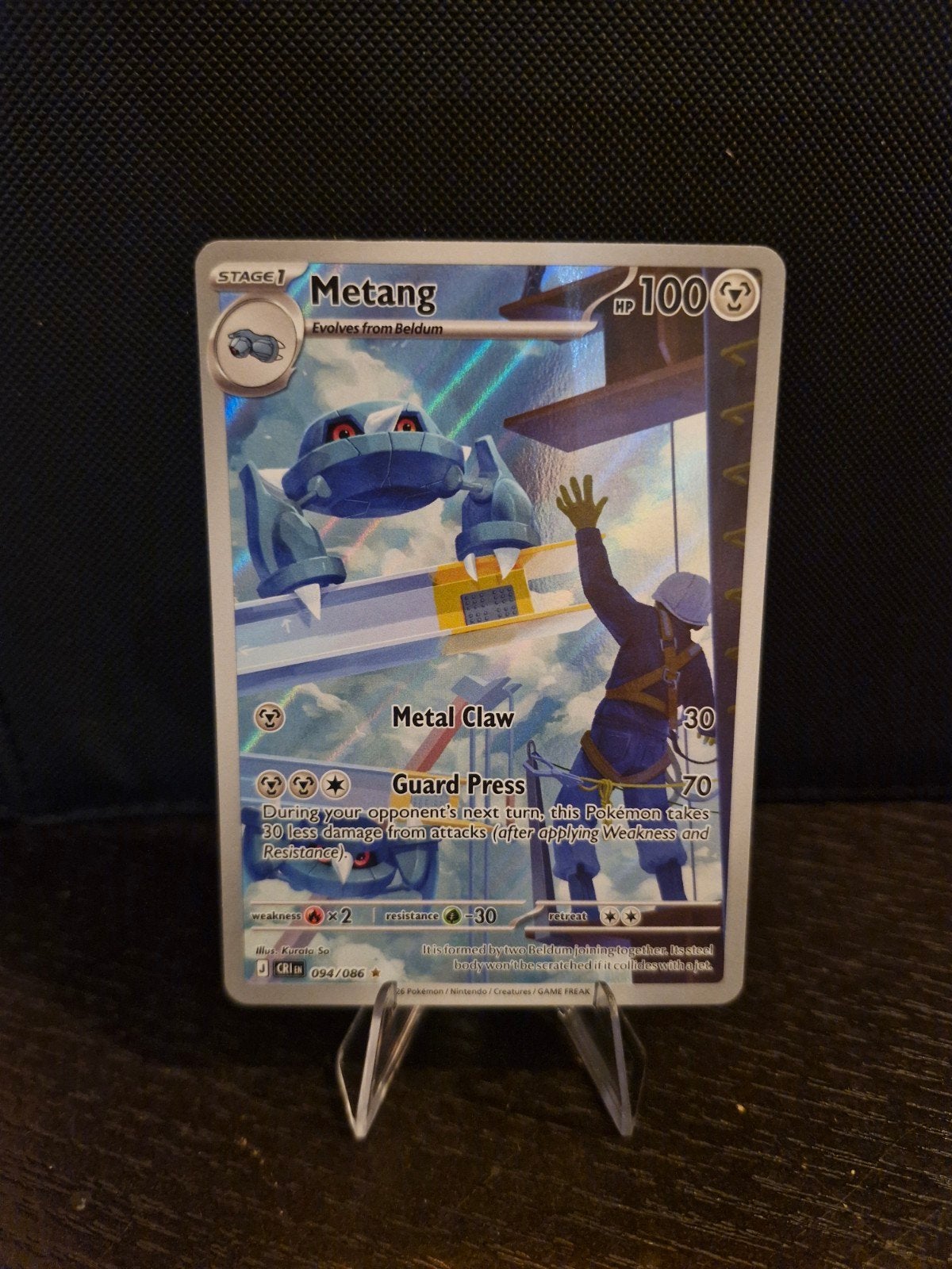 Pokémon Kaart: Metang CRI 094/086 - Zo goed als nieuw, Ophalen of Verzenden, Zo goed als nieuw, Losse kaart, Foil