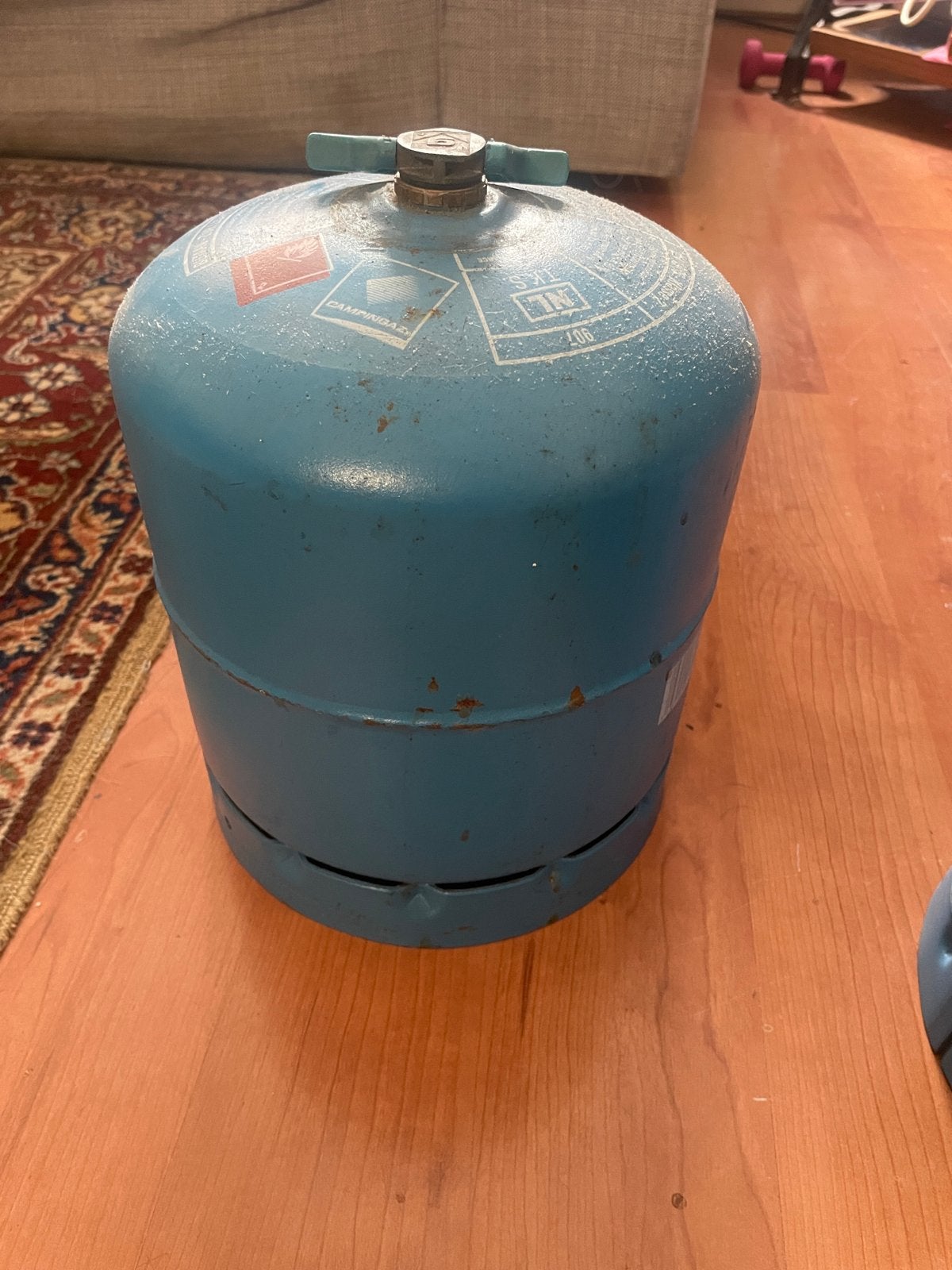 Campingaz 907 gasfles (halfvol), Ophalen, Gebruikt