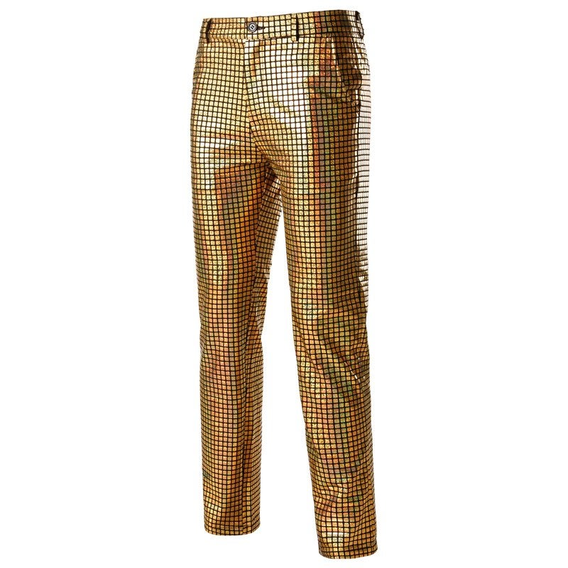 Heren gouden broek mannen glitter glimmende feest party, Verzenden, Nieuw, Overige maten, Goud