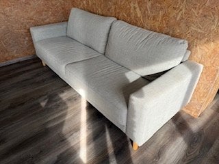 3-zitsbank lichtgrijze stof – EGENSE, Ophalen, Driepersoons, 75 tot 100 cm, Zo goed als nieuw