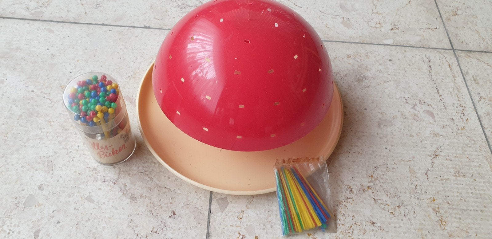 Vintage Kaas- en Hapjesprikker Set - Rode Paddestoel, Ophalen of Verzenden