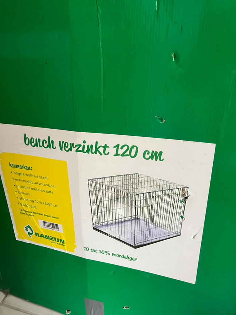 Grote verzinkte bench 120cm, Dieren en Toebehoren, Hondenhokken, Ophalen, Gebruikt, 110 cm of meer, 65 tot 100 cm
