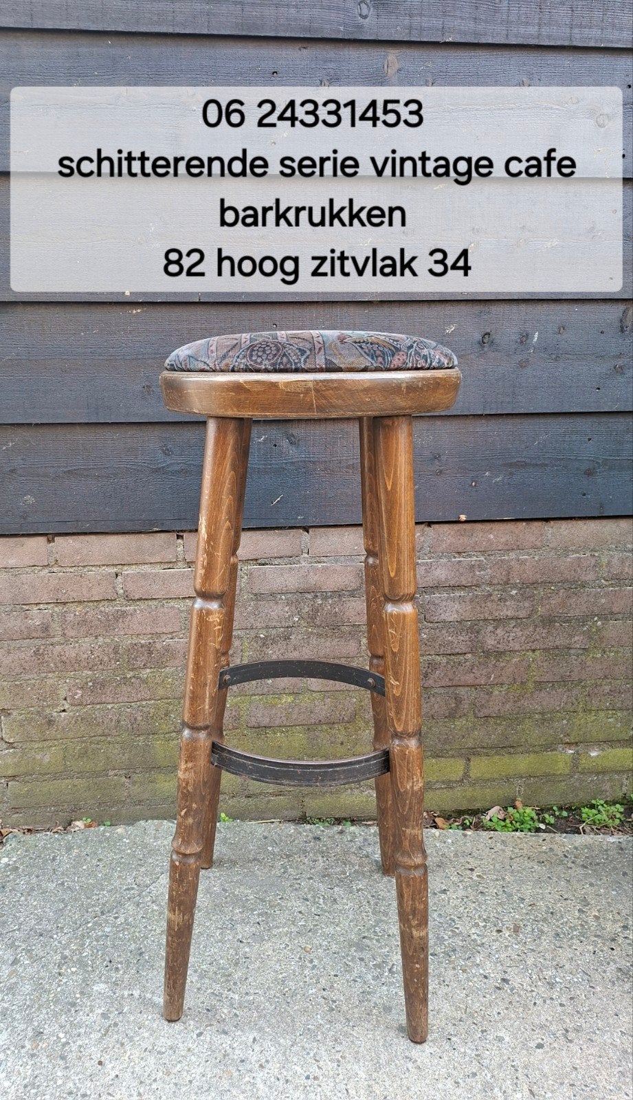 schitterende serie vintage cafe barkrukken ( orgineel), Ophalen, 60 tot 90 cm, Zo goed als nieuw, 4 krukken