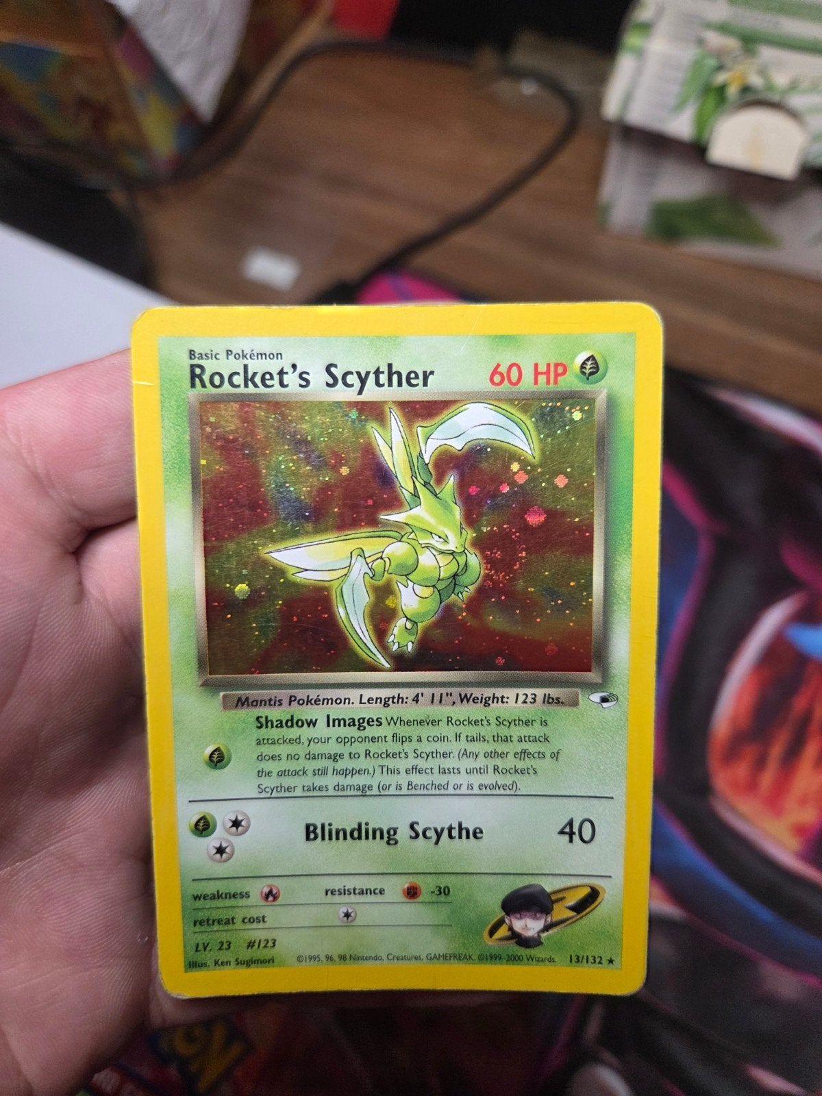 Rocket's Scyther Holo 13/132 Gym Heroes 2000 Wotc, Ophalen of Verzenden, Gebruikt, Losse kaart, Foil
