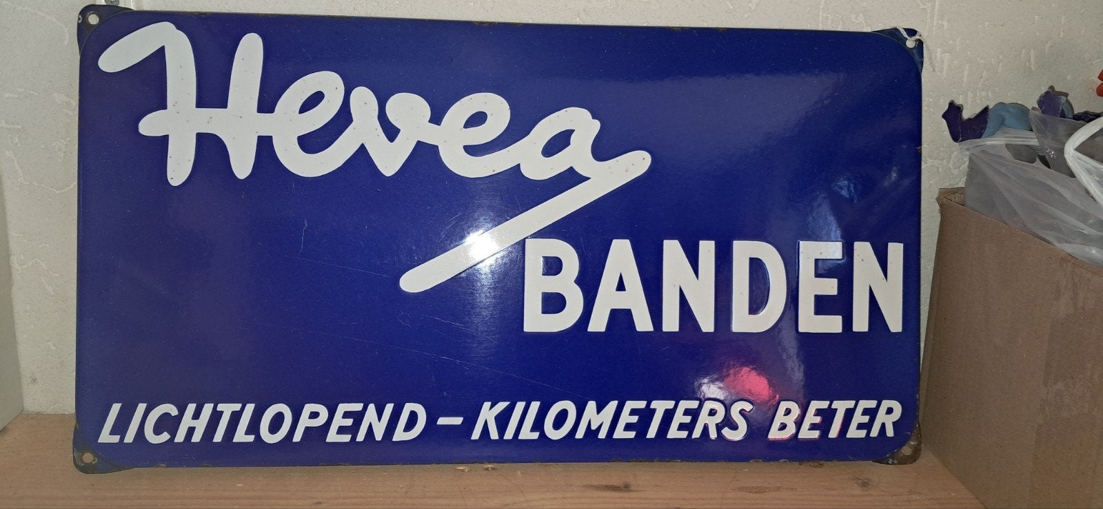 Hevea banden, Ophalen of Verzenden, Gebruikt, Reclamebord