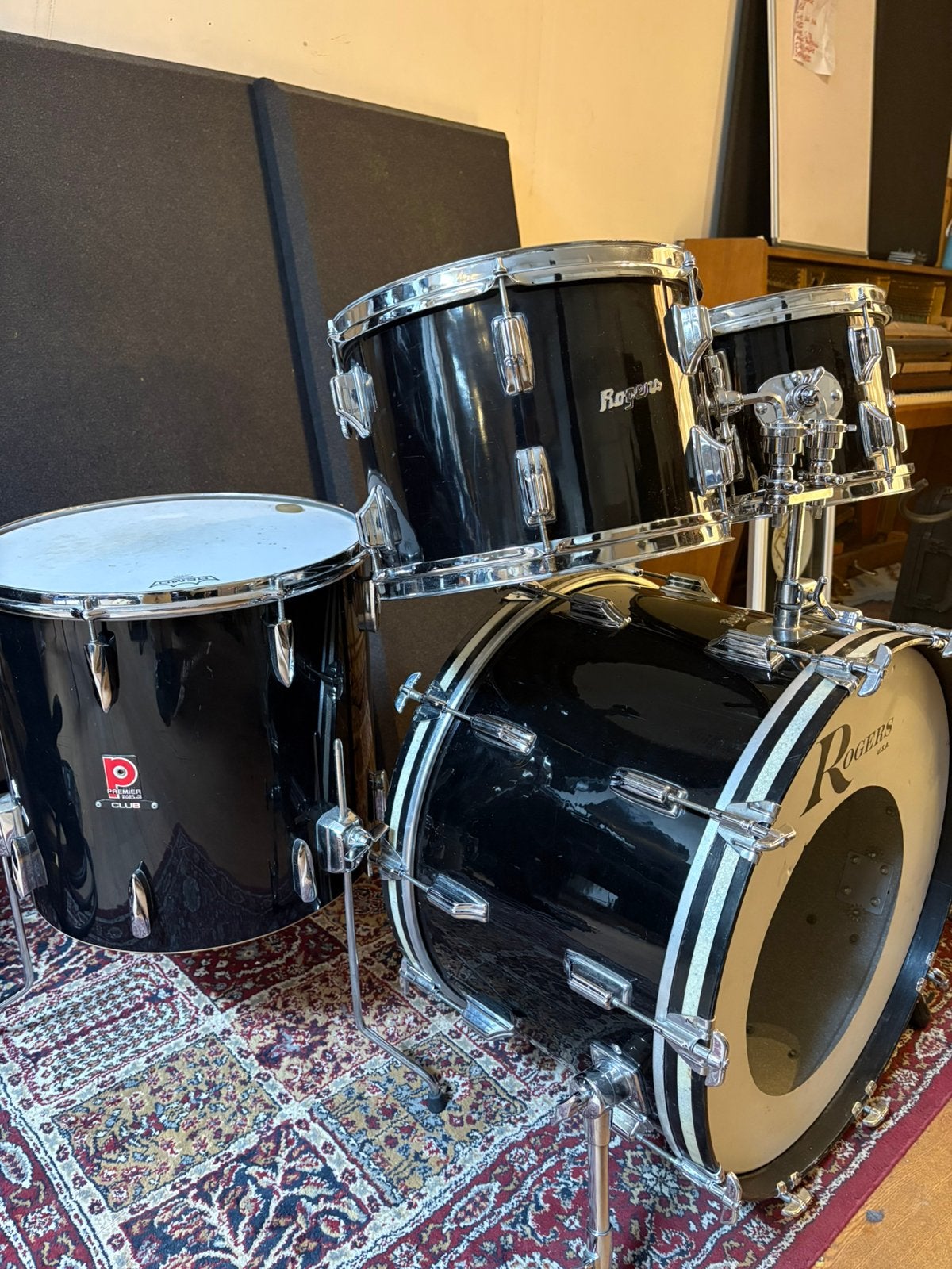 Rogers 22/12/13(/16)" Fullerton - Powertone Drum Set - Black, Muziek en Instrumenten, Drumstellen en Slagwerk, Ophalen, Gebruikt