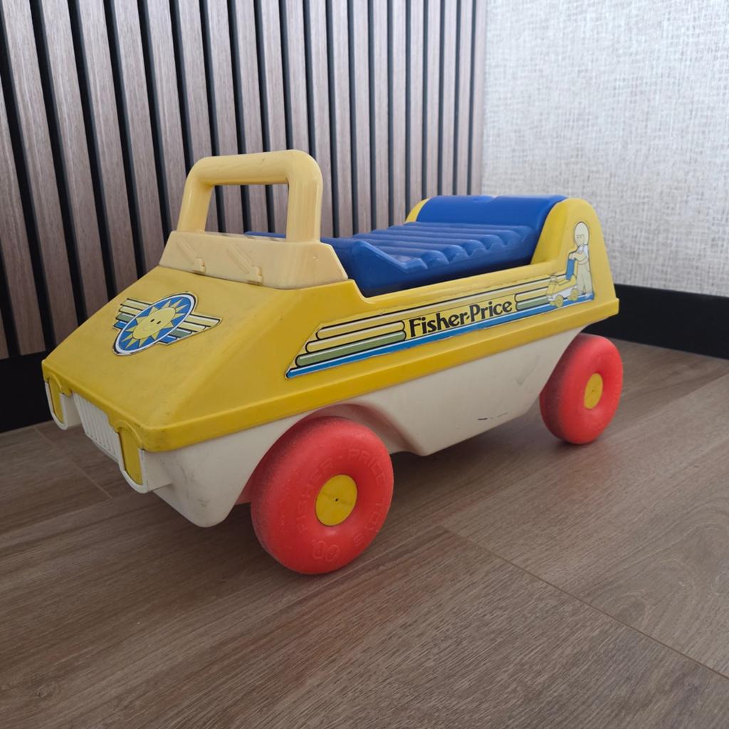 Fisher Price loopauto 989 uit 1988 - Geel/Blauw/Oranje, Ophalen of Verzenden, Gebruikt, Auto of Voertuig