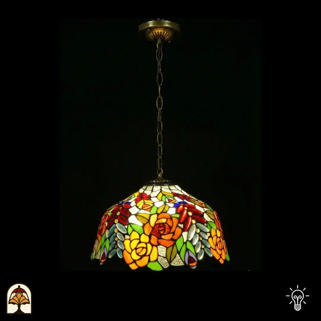 Tiffany hanglamp Rosalia Aurea 40 cm - handgemaakt, nieuw, Ophalen of Verzenden, Nieuw, Glas