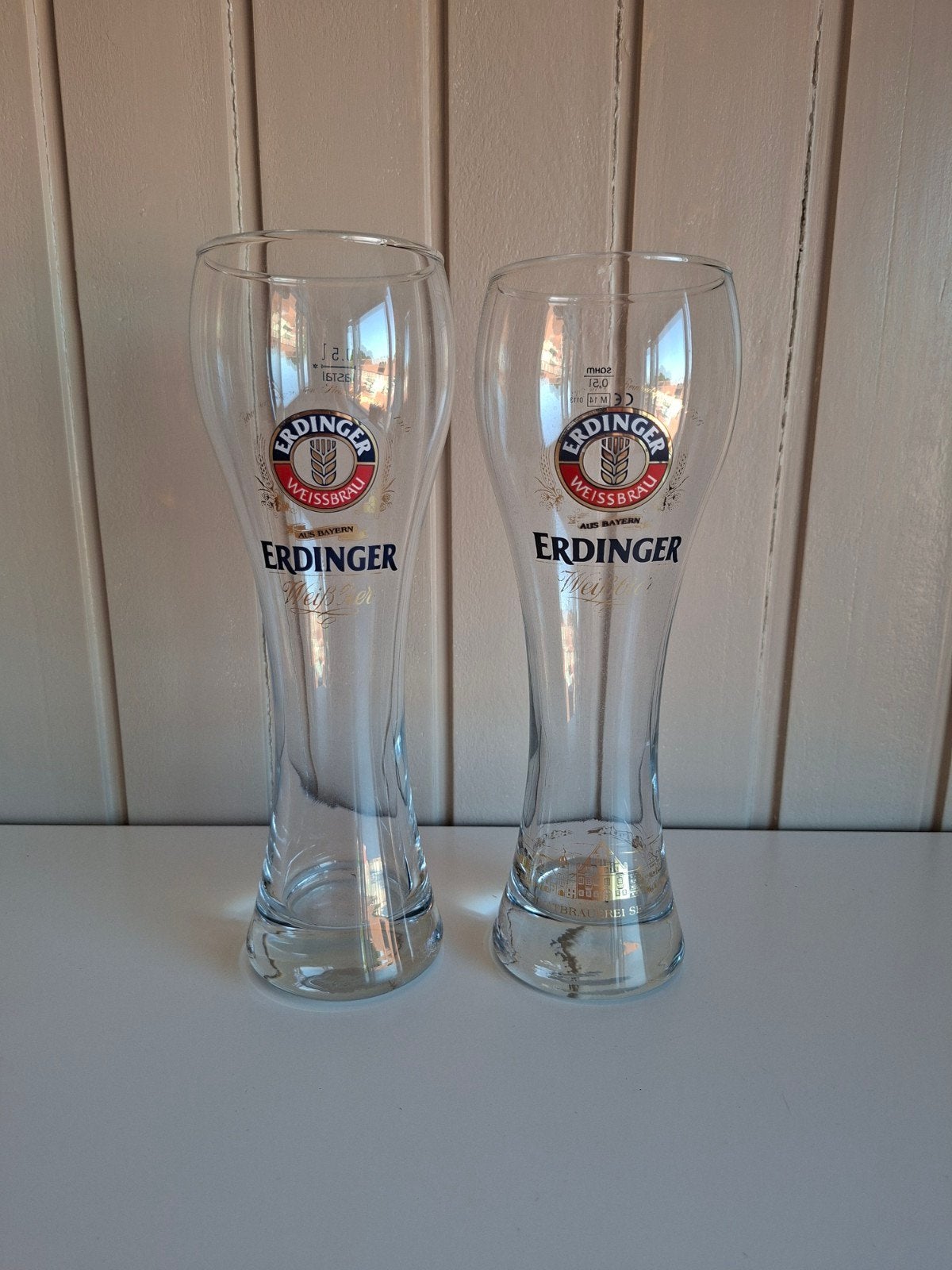 2 Erdinger Weissbier glazen 0,5L, Ophalen, Zo goed als nieuw, Overige merken, Glas