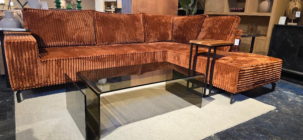 Hoekbank Jakarta Nu in ultra dikke ribstof Direct leverbaar, 250 tot 300 cm, Overige maten, Bornsestraat 31, Hoekbank