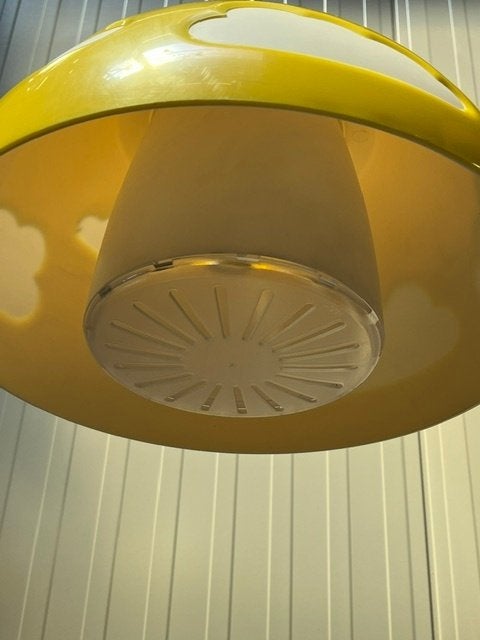 Skojig wolkenlamp Henrik Preutz jaren 90 hanglamp geel, Huis en Inrichting, Kunststof, Gebruikt, Jaren 90, .