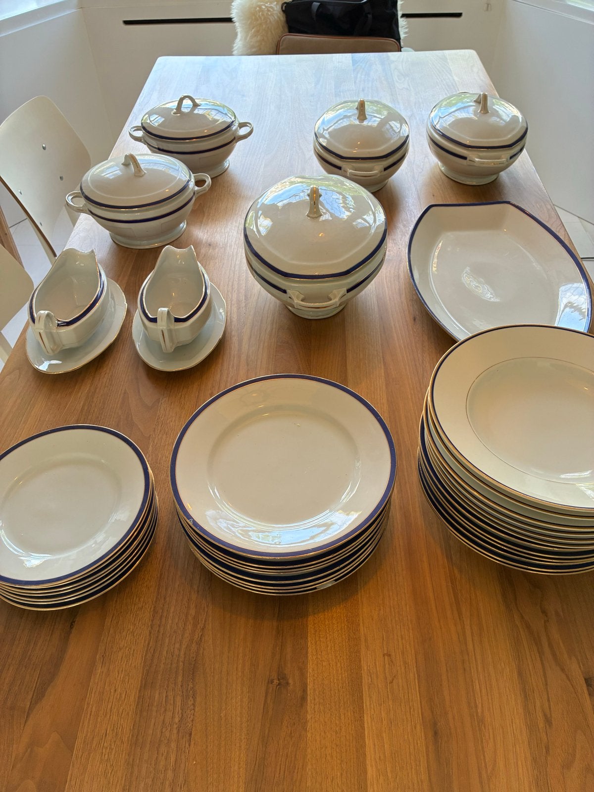 Vintage Servies Eplag DF Czechoslovakia - Wit met Blauw, Ophalen, Zo goed als nieuw, Overige stijlen, Porselein