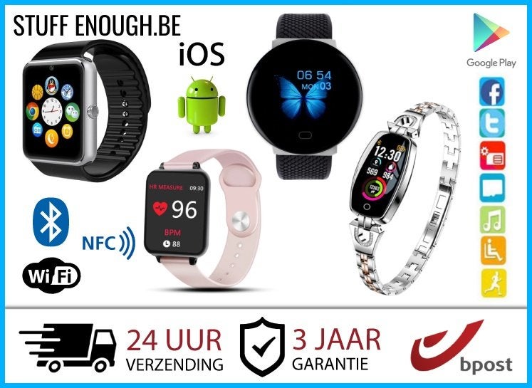 Smart Watches IOS & Android Horloges Voor iPhone Samsung LG, Verzenden, Zwart, Nieuw, Waterdicht