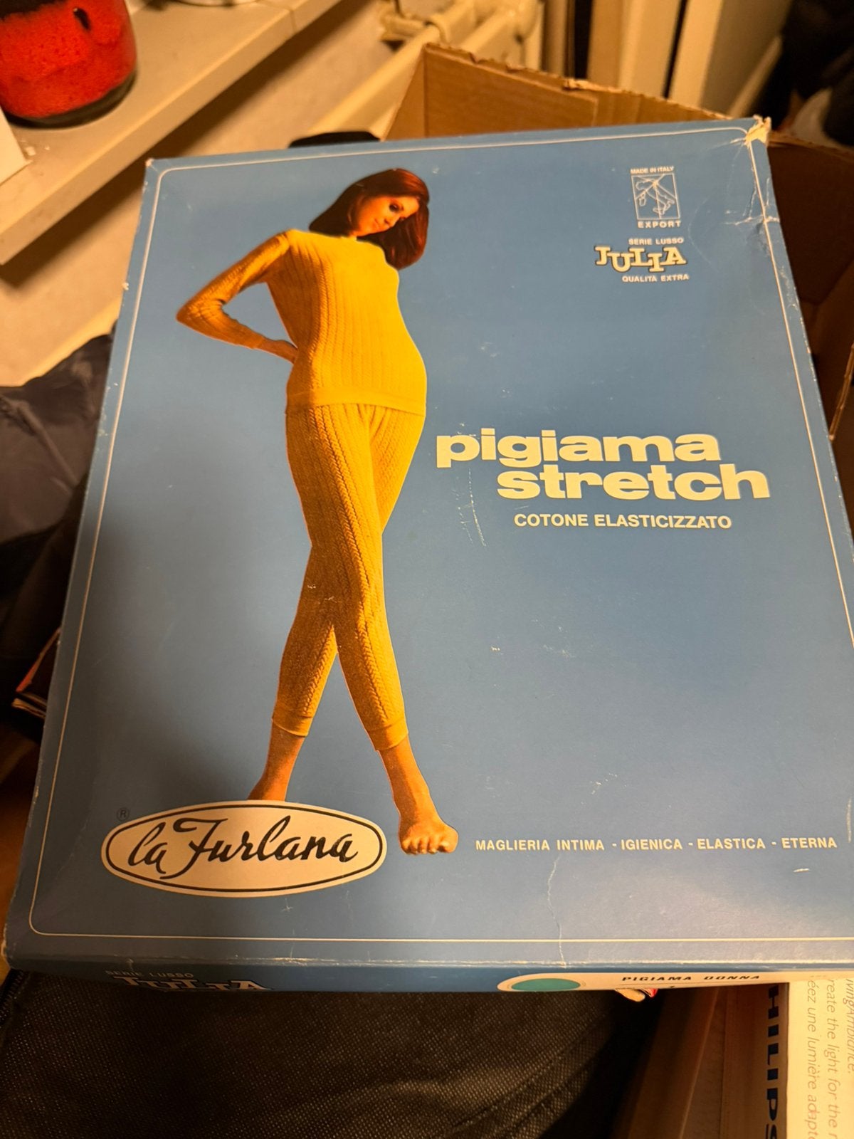 Pyama dames vintage nieuw in doos Julia Pigiama stretch mt L, Ophalen of Verzenden, Zo goed als nieuw, Maat 38/40 (M)