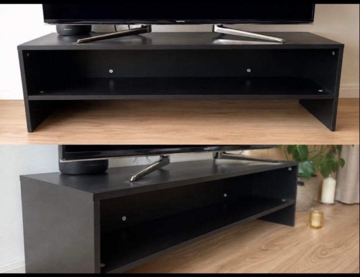 Zwart TV-meubel - 130 cm breed, Huis en Inrichting, Kasten | Televisiemeubels, Ophalen, 100 tot 150 cm, Zo goed als nieuw, Minder dan 100 cm