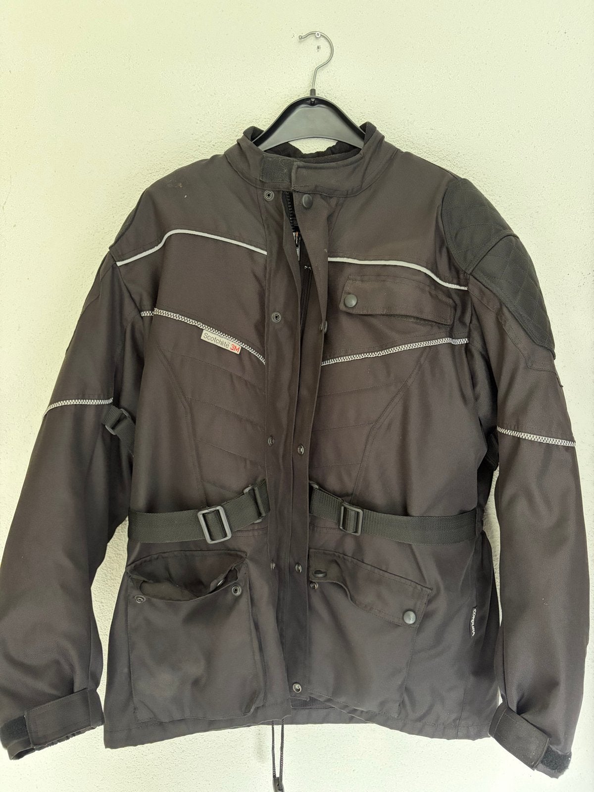 Zwarte textiele motorjas met Scotchlite 3M, Ophalen of Verzenden, Tweedehands, Heren, Jas | textiel