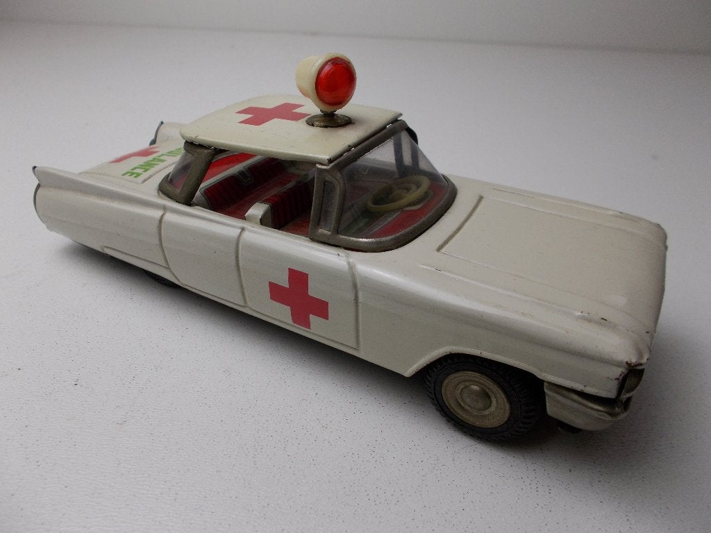 Jaren 50/60 JAPAN. BLIKKEN AMBULANCE + Werkend ZWAAILICHT!, Ophalen of Verzenden