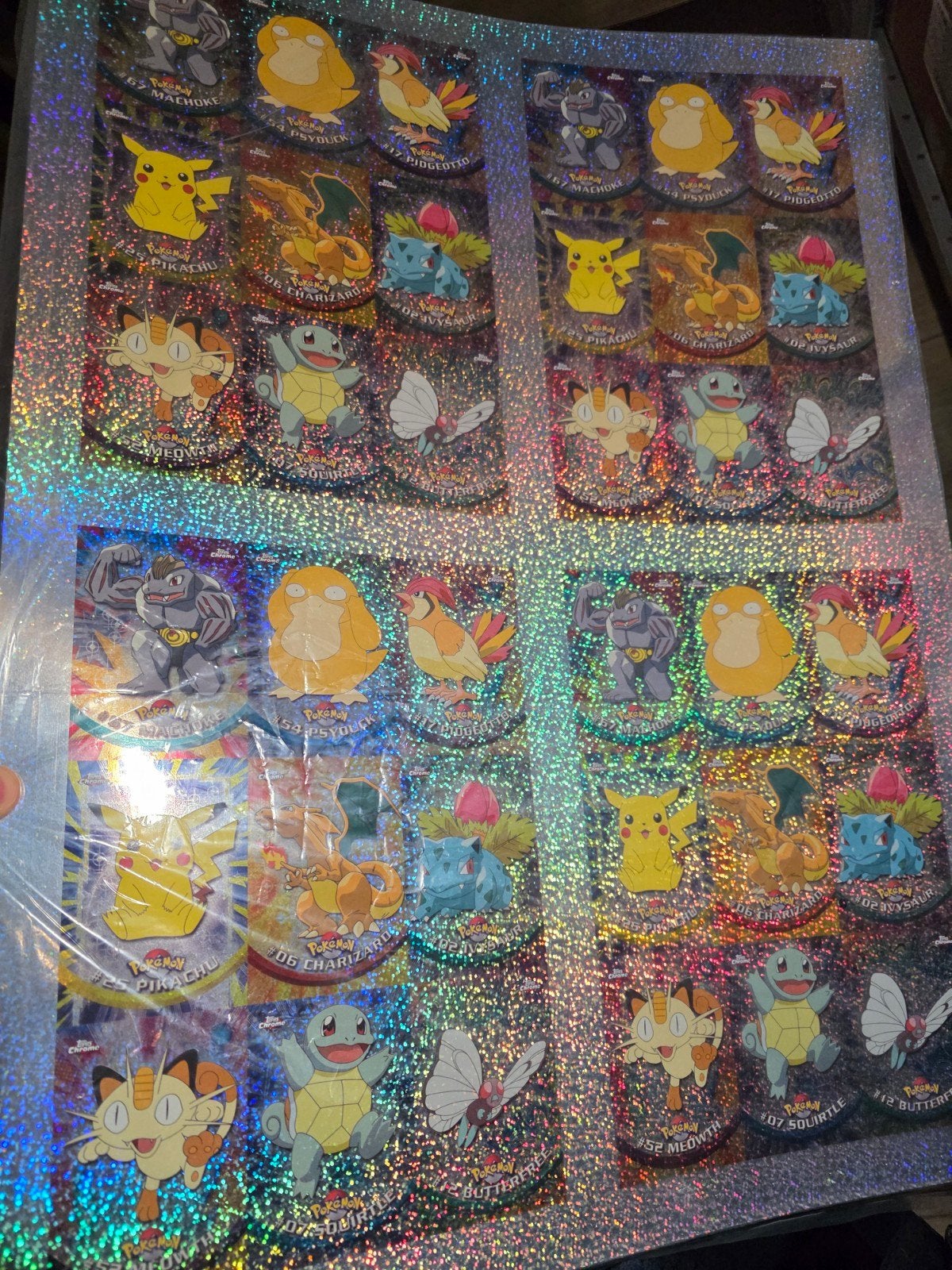 Pokemon Topps Series 1 CHROME Sparkle TEST SHEET Charizard, Ophalen of Verzenden, Zo goed als nieuw