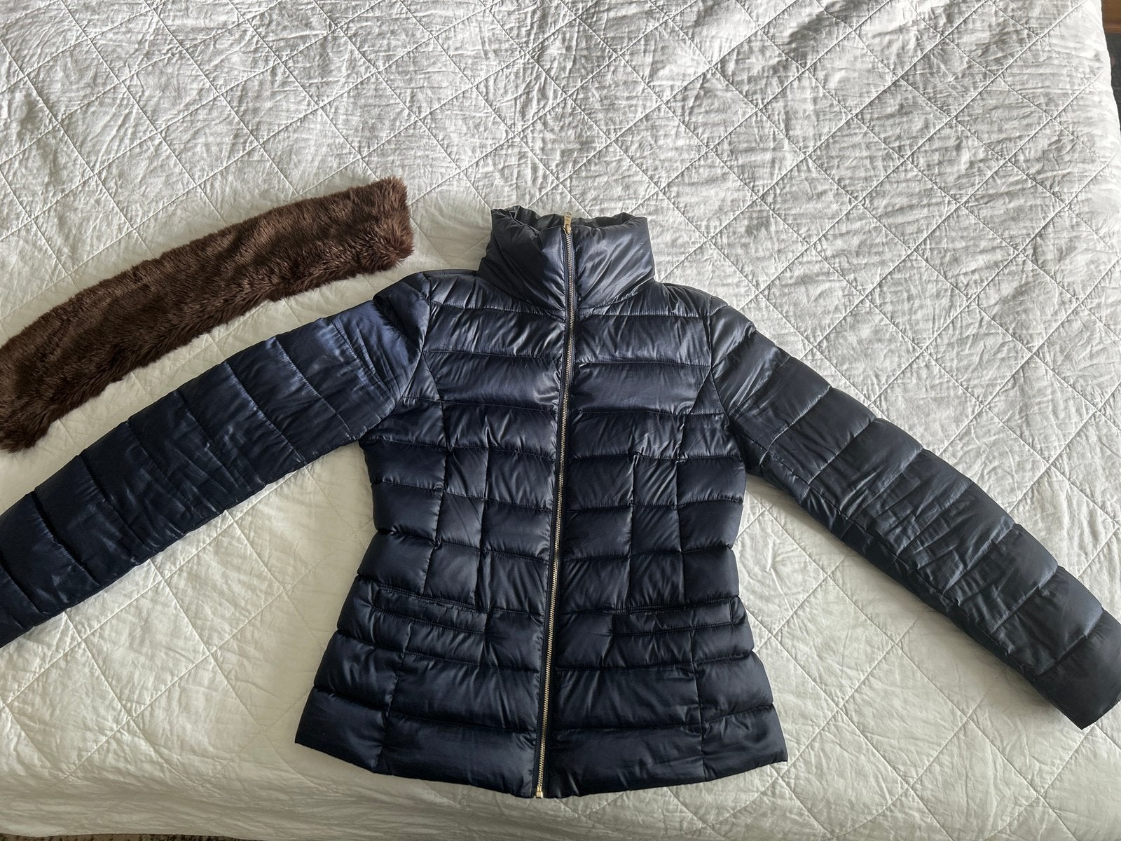 Zgan Benetton light donsjack dames 36/38, Ophalen of Verzenden, Zo goed als nieuw, Maat 36 (S), Blauw