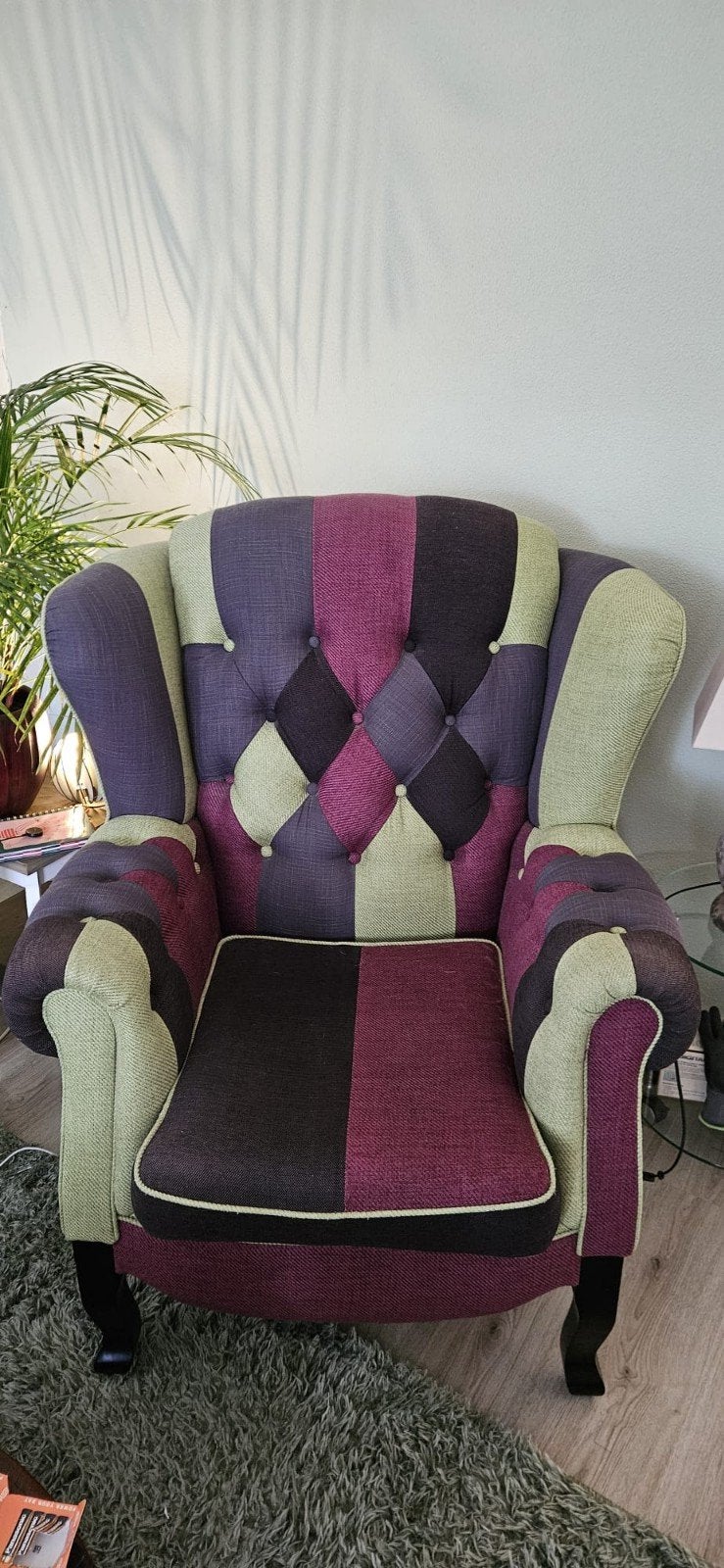 Kleurrijke oorfauteuil / Leunstoel, Huis en Inrichting, Fauteuils, Ophalen, 75 tot 100 cm
