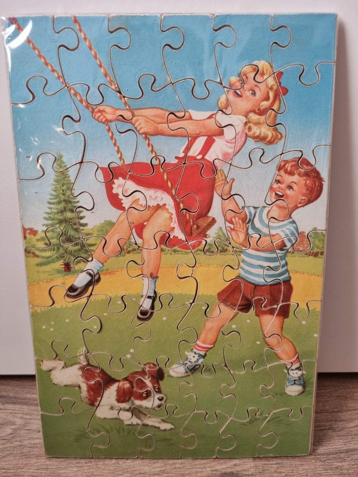 Antiek vintage houten puzzel kinderen schommel, Ophalen of Verzenden