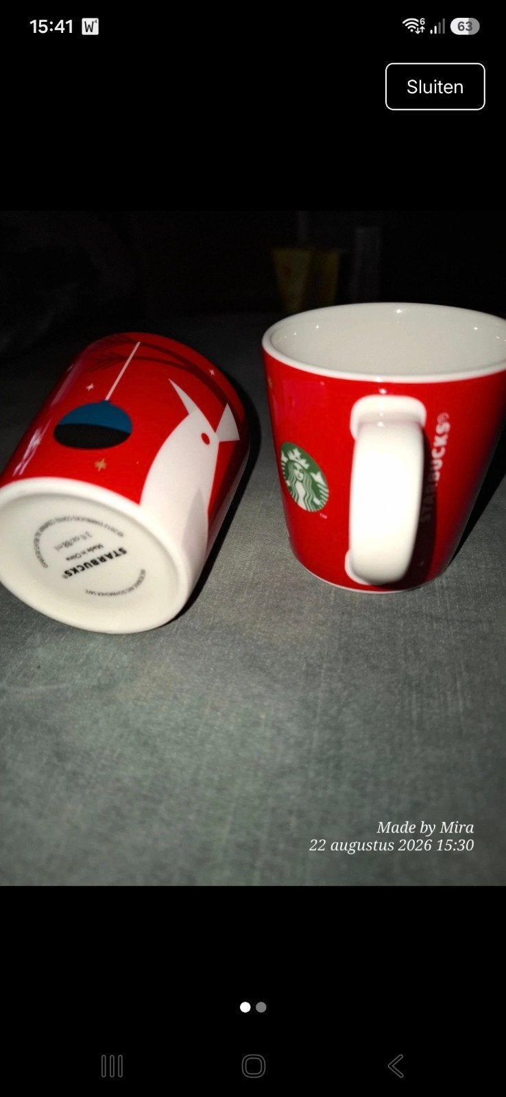 Starbucks espresso kopjes rood - set van 2, Ophalen of Verzenden, Steen/keramiek, Rood, Overige merken