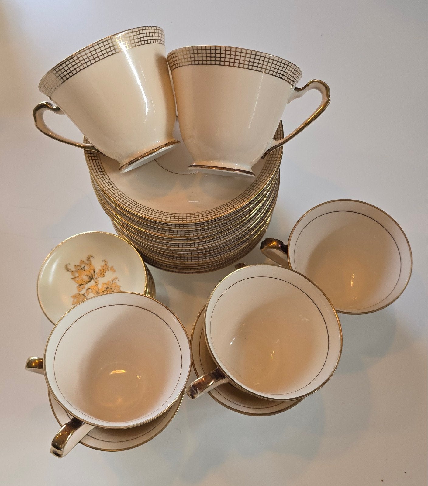 Noritake Theeservies - Vintage creme met goud, Ophalen of Verzenden