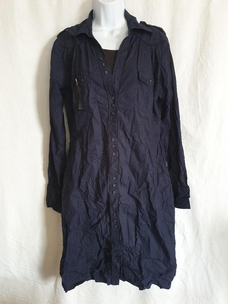 Stoere donkerblauwe jurk met knopen mt L merk DEPT, Blauw, ., Maat 42/44 (L), Ophalen of Verzenden