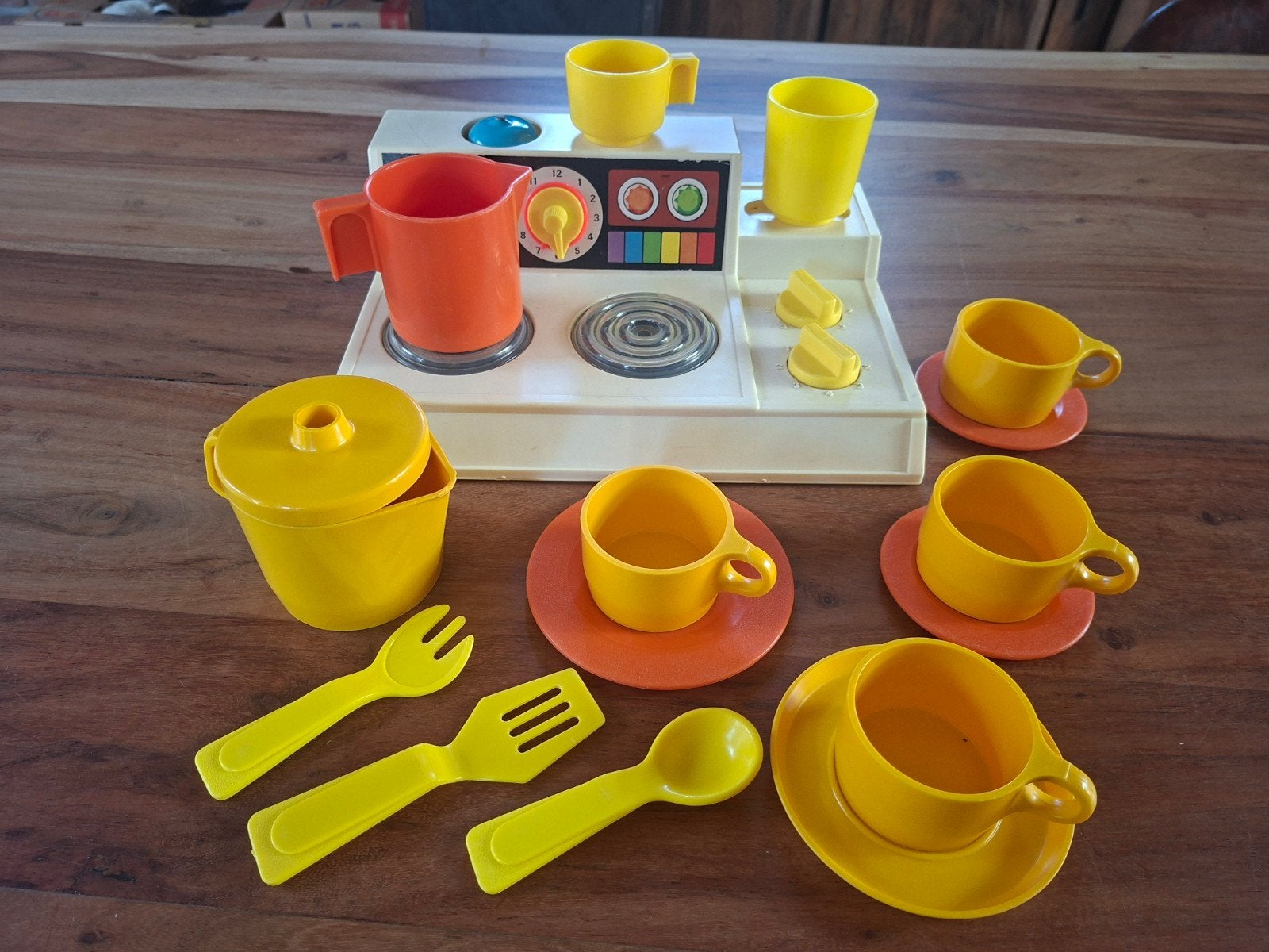 Fisher-Price fornuis met servies fp-toys melotoys, Ophalen of Verzenden, Gebruikt, Kunststof, Speelkeuken-accessoire