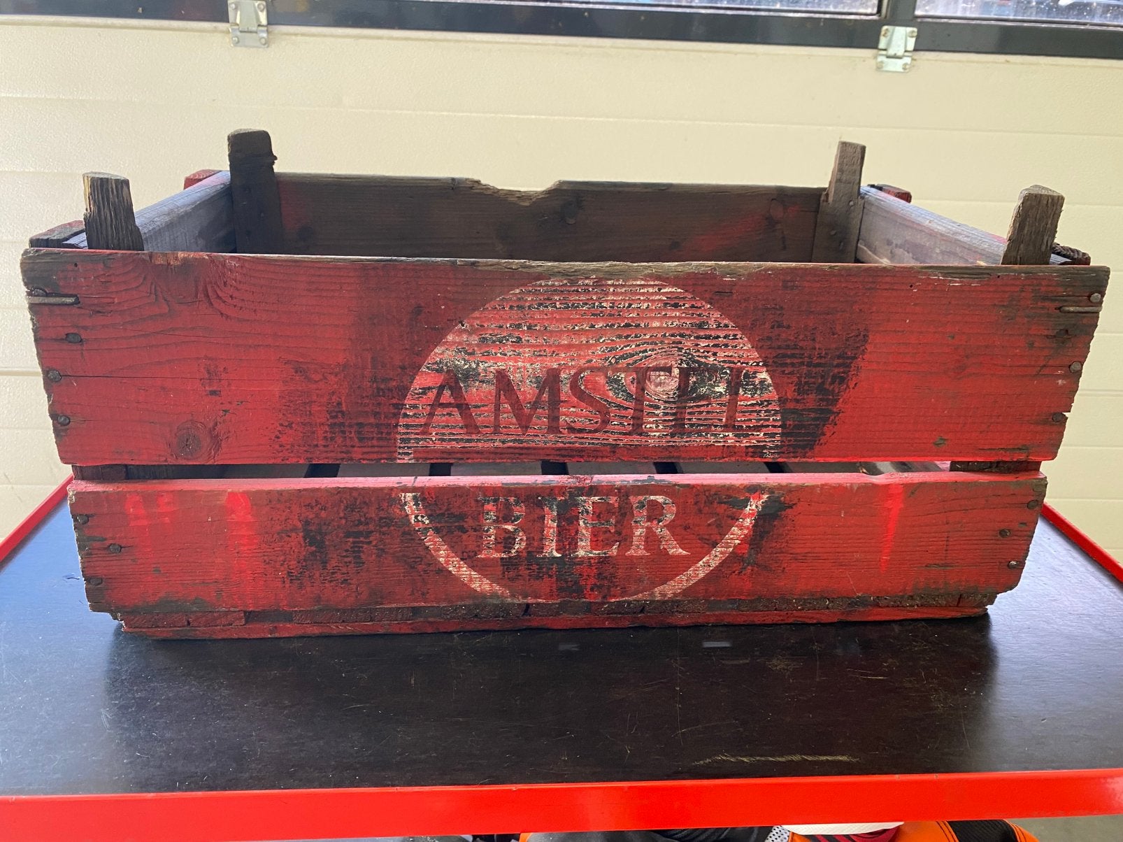 Amstel Bier krat Houten bierkrat vintage mancave decoratie, Ophalen of Verzenden, Gebruikt, Amstel