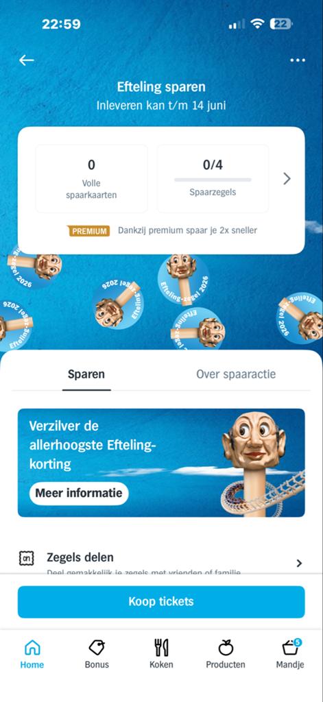 IK ZOEK 4 AH Efteling spaarzegels voor korting op tickets, Ophalen of Verzenden, Nieuw, Overige typen