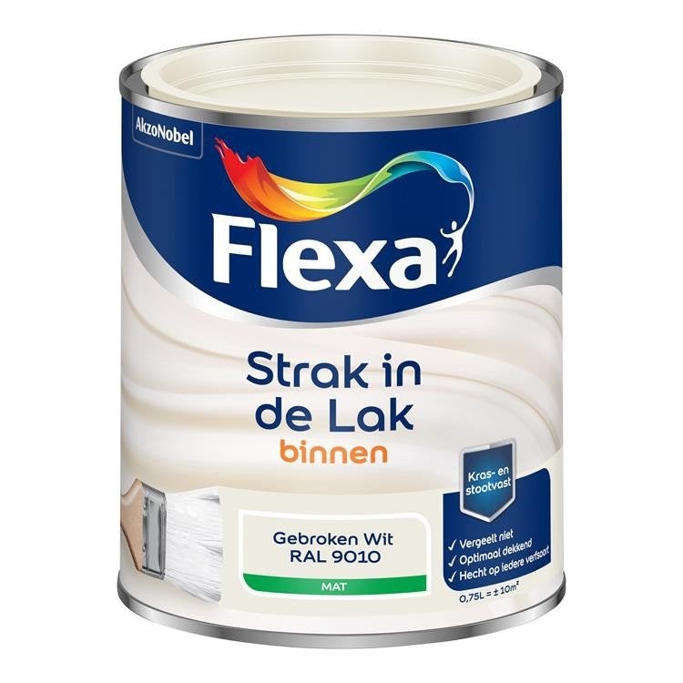 3x nieuw Flexa Strak in de Lak binnen mat RAL 9010 wit 750ml, Ophalen, Nieuw