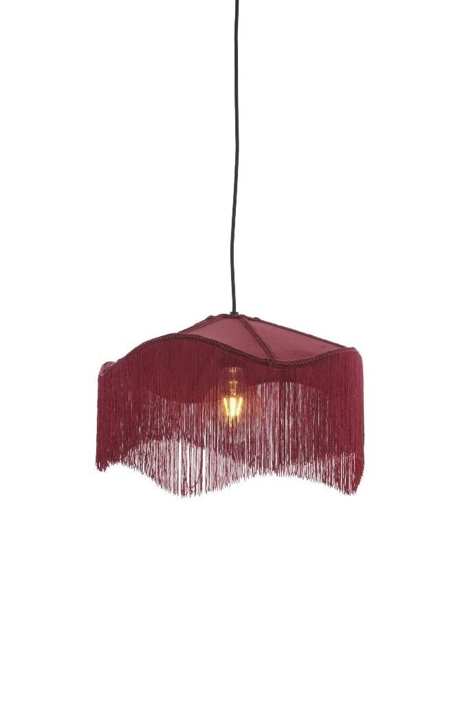 Light & Living Tiffany Hanglamp - Ø40x26 cm - Rood, Textiel, Nieuw, Klassiek, Tiffany, Sfeervol, E27 (groot)