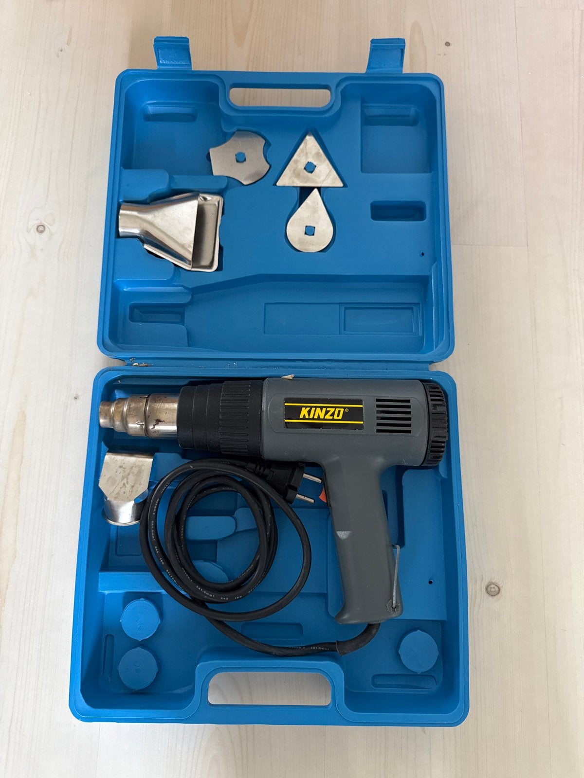 KINZO heteluchtpistool met accessoires in koffer, Ophalen of Verzenden, Gebruikt